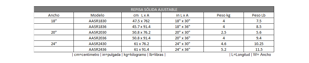 Adjustable Shelf (Solid Style)